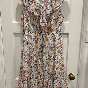 Floral Sleeveless Dress with Ruffle Detail